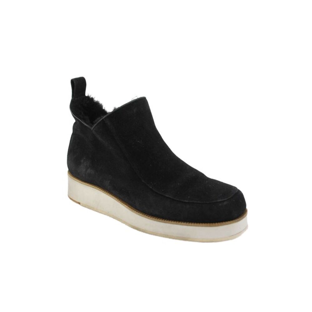 Gabriela Hearst Womens Slip On Shearling Lined Suede Sneakers Black White 39